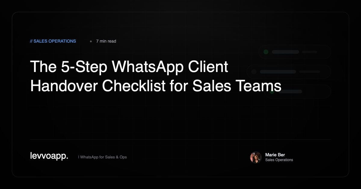 Sales rep client handover checklist for WhatsApp