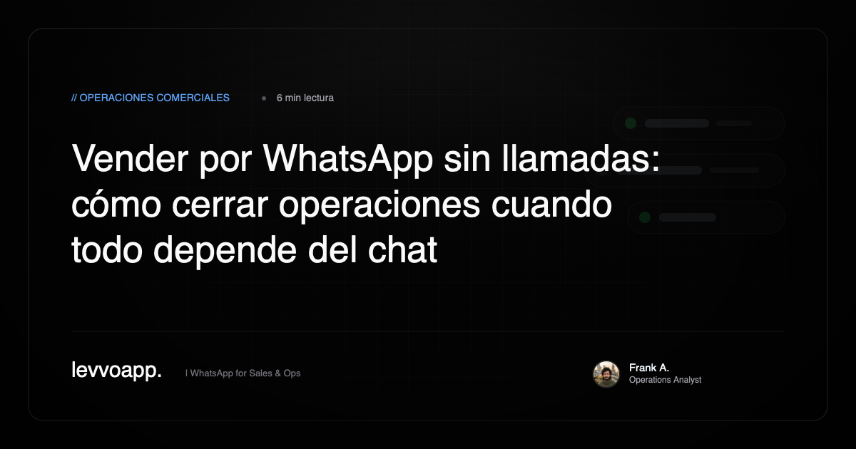 Vender por WhatsApp sin llamadas en equipos comerciales